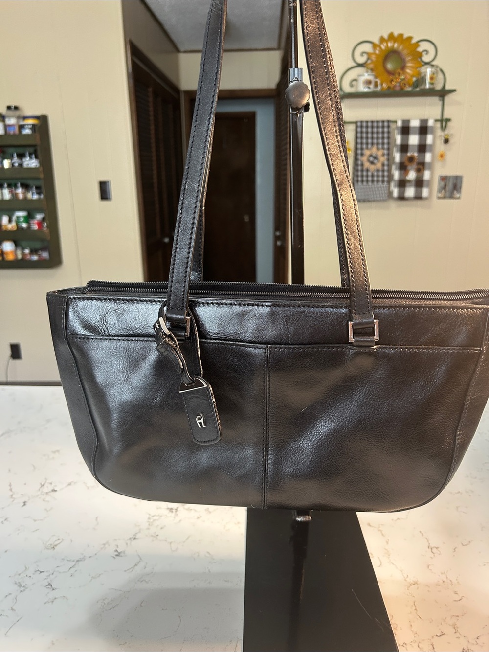 Etienne Aigner Genuine Black Leather Shoulder Bag